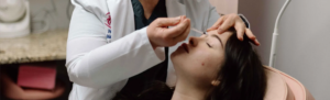 Young woman getting a botox injection at Prime Care, LLC, 5417 Johnson Drive, Mission, KS 66205.